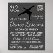 Break Dancer Silhouette, Dance Lesson Adverteren Poster (Voorkant)