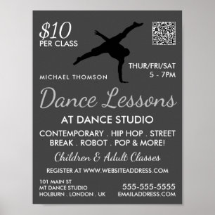 Break Dancer Silhouette, Dance Lesson Adverteren Poster