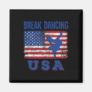 Break Dancing USA Amerikaanse vlag Breaking Boy Hi Magneet