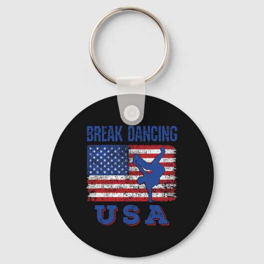 Break Dancing USA Amerikaanse vlag Breaking Boy Hi Sleutelhanger (Voorkant)