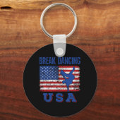 Break Dancing USA Amerikaanse vlag Breaking Boy Hi Sleutelhanger (Voorkant)