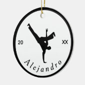 Break danser zwart-witnaam jaar keramisch ornament (Links)