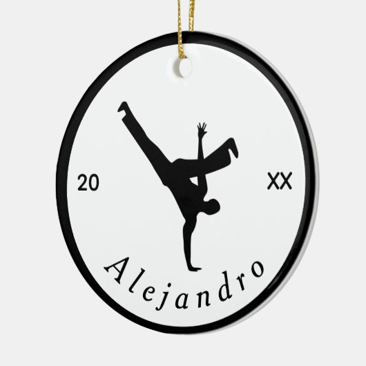 Break danser zwart-witnaam jaar keramisch ornament (Links)