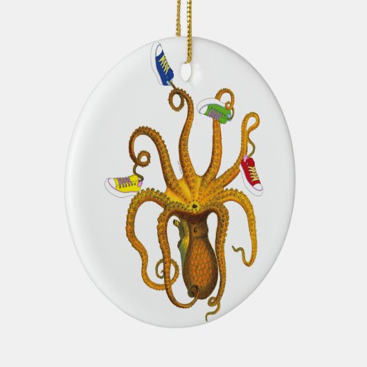 Break danst Octopus, Squid Art, 80s Retro, man Keramisch Ornament (Rechts)