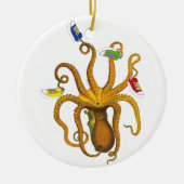 Break danst Octopus, Squid Art, 80s Retro, man Keramisch Ornament (Voorkant)