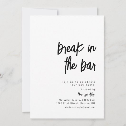 Break in de Bar Housewarming Uitnodiging (Voorkant)