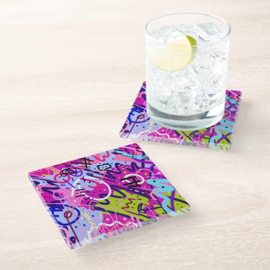 Break Out Star: Abstracte kunst Glazen Onderzetter (Schuin)