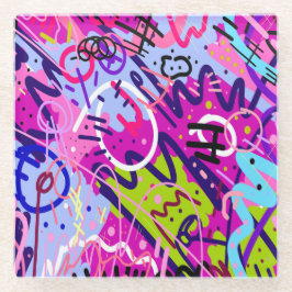 Break Out Star: Abstracte kunst Glazen Onderzetter