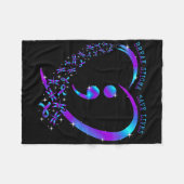Break Stigma Save Lives Heart Semicolon Zelfmoord  Fleece Deken (Voorkant (Horizontaal))