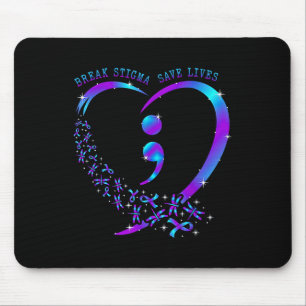 Break Stigma Save Lives Heart Semicolon Zelfmoord Muismat