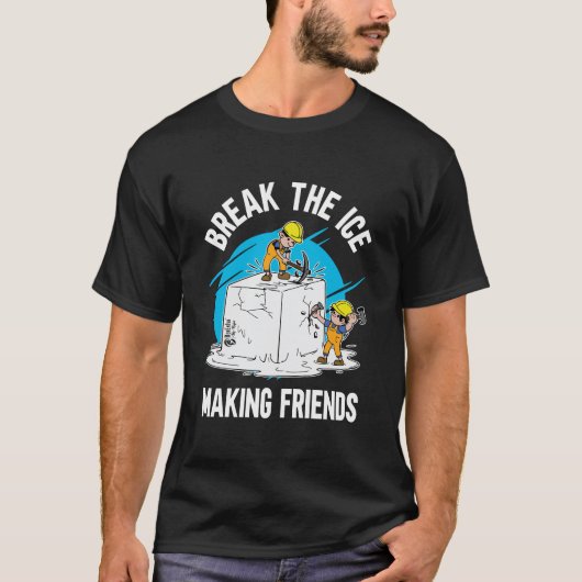 Break the Ice Making Friends Mannen Zwart T-shirt (Voorkant)