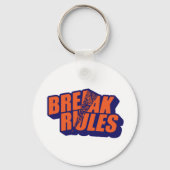 "Break The Rules" Bold Orange Typography Sleutelhanger (Voorkant)