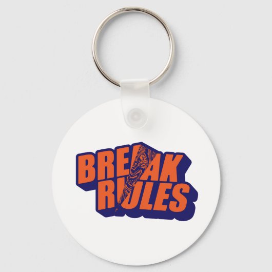 "Break The Rules" Bold Orange Typography Sleutelhanger (Voorkant)