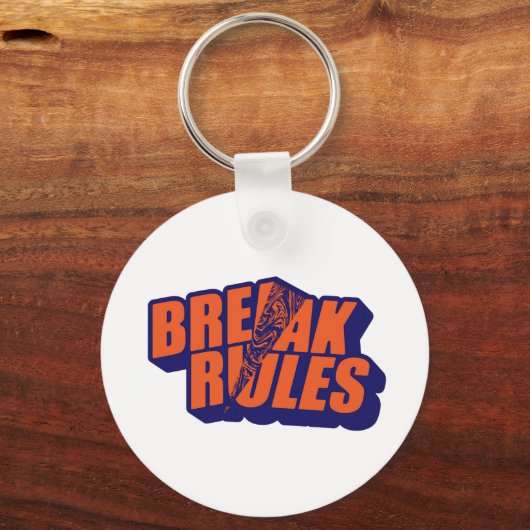 "Break The Rules" Bold Orange Typography Sleutelhanger (Voorkant)