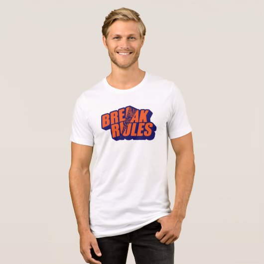"Break The Rules" Bold Orange Typography Tri-Blend Shirt (Voorkant volledig)