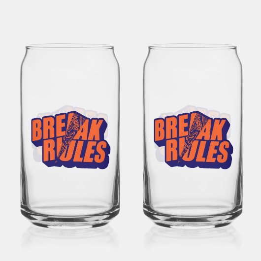 "Break The Rules" Edgy Rebel Quote Blikvorm Glas (Achterkant)