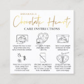 Breakable Chocolate Heart Care Guide Wit & Goud Vierkante Visitekaartje (Voorkant)