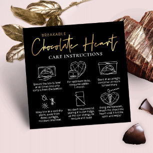 Breakable Chocolate Heart Care Guide Zwart & Goud Vierkante Visitekaartje