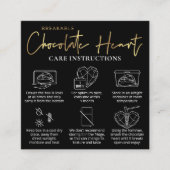 Breakable Chocolate Heart Care Guide Zwart & Goud Vierkante Visitekaartje (Voorkant)