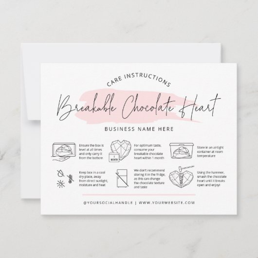 Breakable Chocolate Heart Care Instructies Bedankkaart (Voorkant)