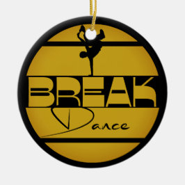 Breakdance geel zwart met danser keramisch ornament
