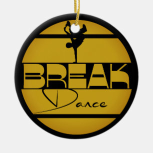 Breakdance geel zwart met danser keramisch ornament