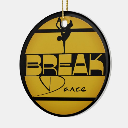 Breakdance geel zwart met danser keramisch ornament (Links)