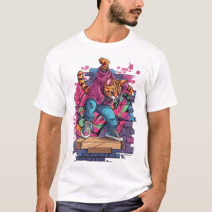 Breakdance Meow – Urban Graffiti Kat Dans T-shirt