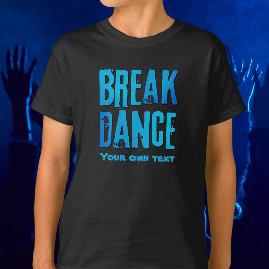 Breakdance neon blue script kinder t-shirt