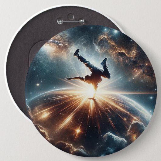 Breakdance ontmoet het universum ronde button 6,0 cm (Voorkant /achterkant)