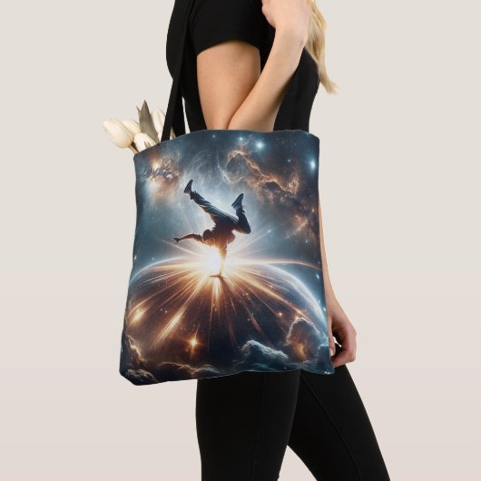 Breakdance ontmoet het universum tote bag (Dichtbij)