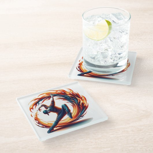 Breakdance straatbrand met stedelijke energie glazen onderzetter (Schuin)