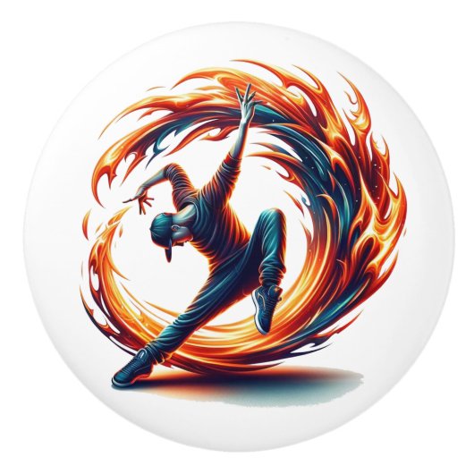 Breakdance straatbrand met stedelijke energie keramische knop (Voorkant)