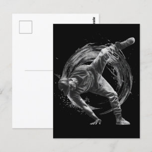 Breakdance Urban Style Monochrome Motion Art Briefkaart