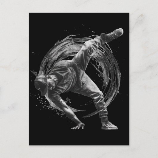 Breakdance Urban Style Monochrome Motion Art Briefkaart (Voorkant)