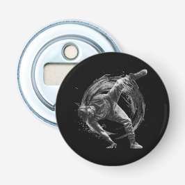 Breakdance Urban Style Monochrome Motion Art Button Flesopener
