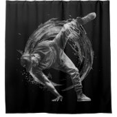 Breakdance Urban Style Monochrome Motion Art Douchegordijn (Voorkant)