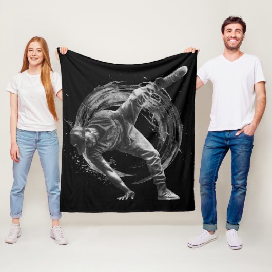 Breakdance Urban Style Monochrome Motion Art Fleece Deken (In situ)