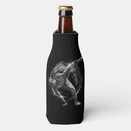 Breakdance Urban Style Monochrome Motion Art Flesjeskoeler (Fles Voorkant)