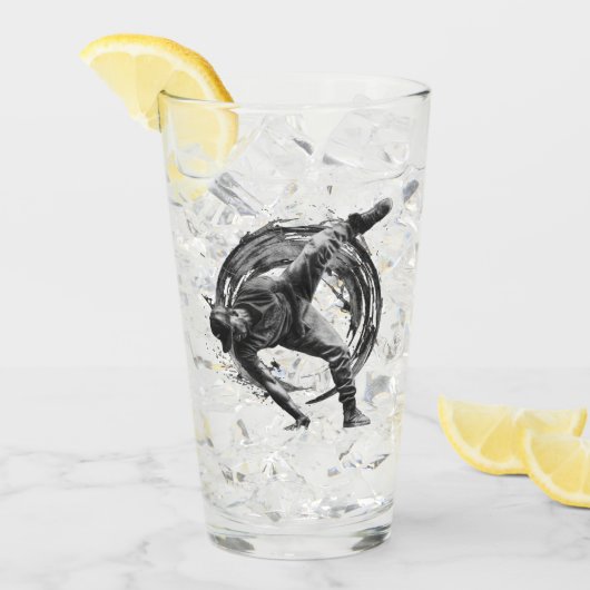 Breakdance Urban Style Monochrome Motion Art Glas (Voorkant ijs)
