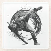 Breakdance Urban Style Monochrome Motion Art Glazen Onderzetter (Voorkant)
