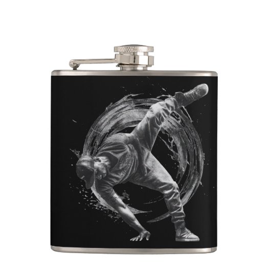 Breakdance Urban Style Monochrome Motion Art Heupfles (Voorkant)