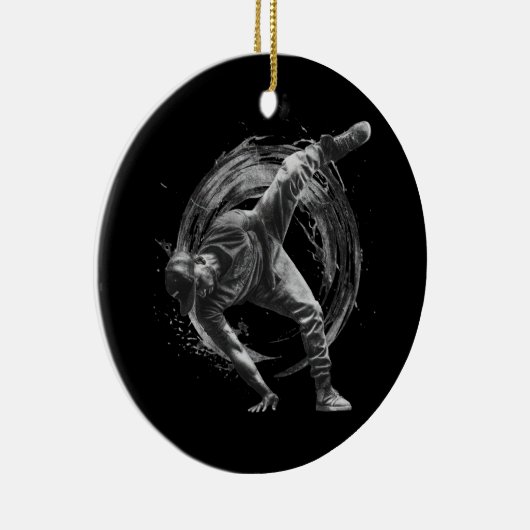 Breakdance Urban Style Monochrome Motion Art Keramisch Ornament (Rechts)
