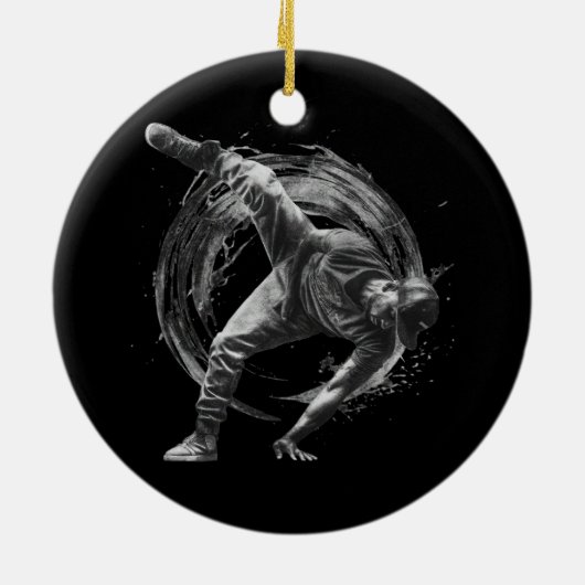 Breakdance Urban Style Monochrome Motion Art Keramisch Ornament (Achterkant)