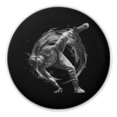 Breakdance Urban Style Monochrome Motion Art Keramische Knop (Voorkant)