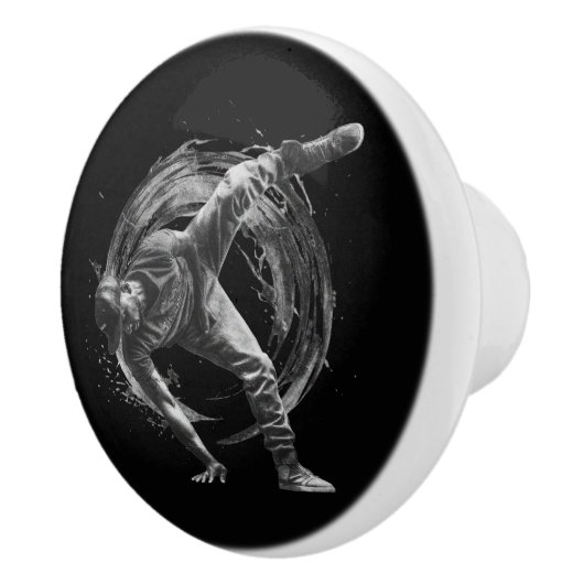 Breakdance Urban Style Monochrome Motion Art Keramische Knop (Rechts)