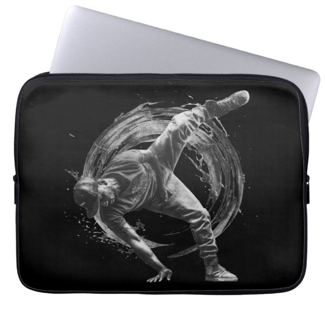 Breakdance Urban Style Monochrome Motion Art Laptop Sleeve (Voorkant)