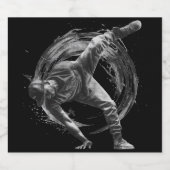 Breakdance Urban Style Monochrome Motion Art Likeurfles Etiket (Enkel label)