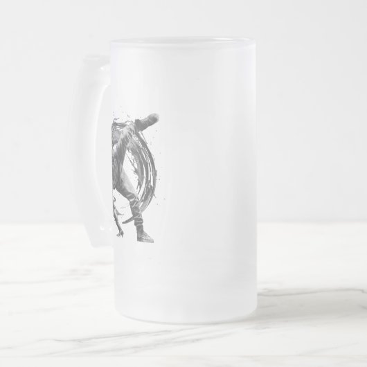 Breakdance Urban Style Monochrome Motion Art Matglas Bierpul (Voorkant links)