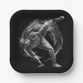 Breakdance Urban Style Monochrome Motion Art Papieren Bordje (Voorkant)